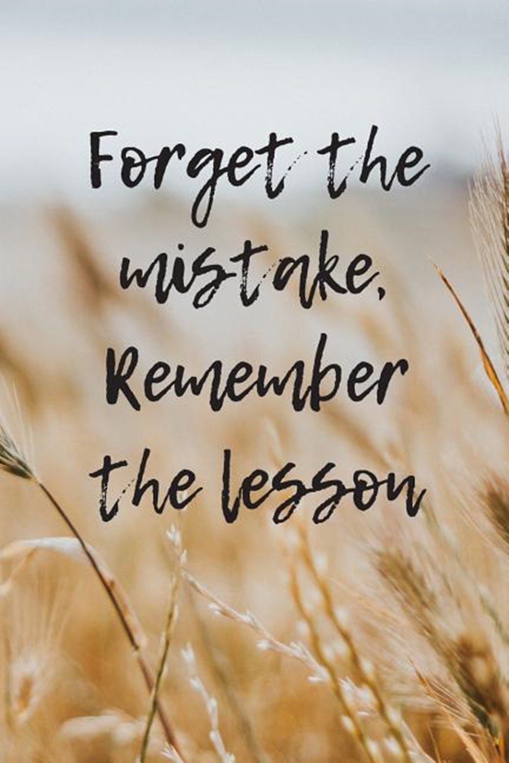 Forget The Mistake, Remember The Lesson Motivational Journal Wheat Field Image / Inspirational Quote
